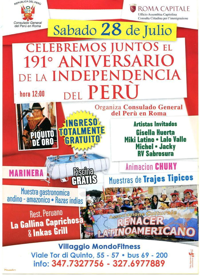 Programa Evento “Celebremos juntos el 191° Aniversario  de la Independencia del Perú”