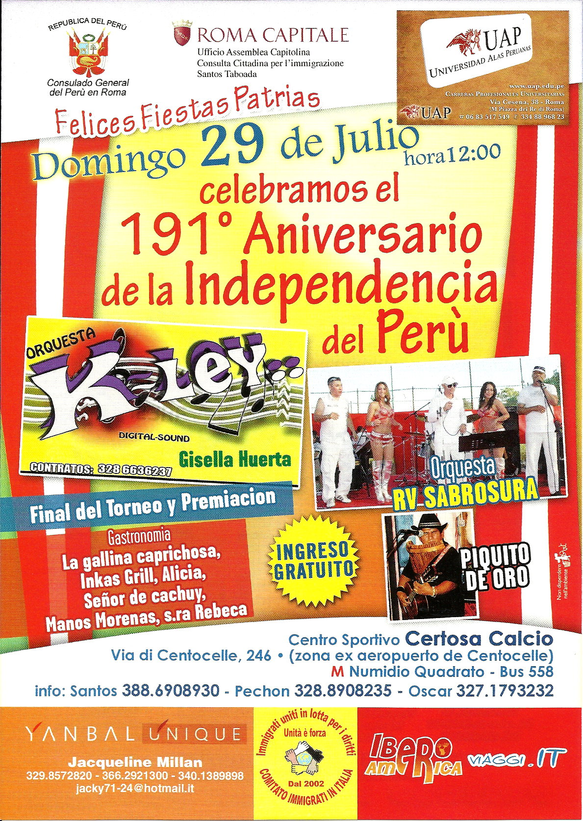 Programa Evento “Celebramos el 191° Aniversario de la Independencia del Perú”