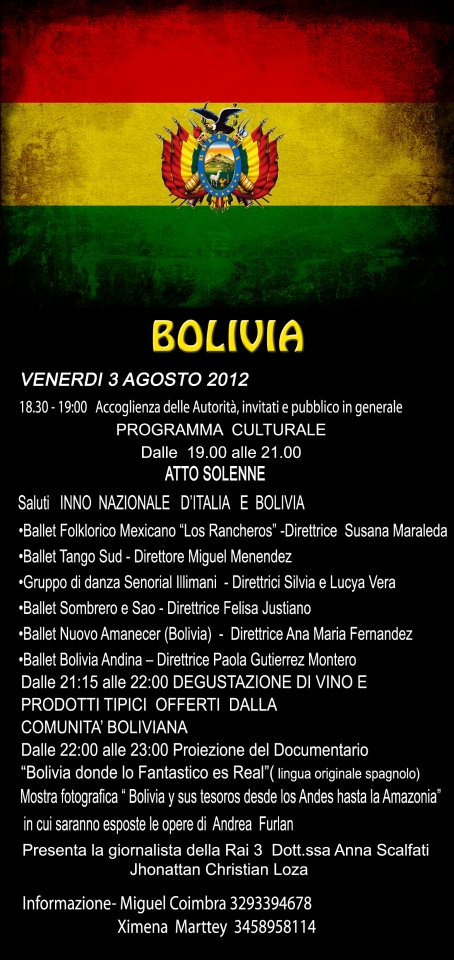 Bolivia celebra Roma aniversario Independencia isola del cinema