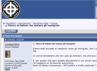 Razismo en el Web. clausurado STORMFRONT Cuatro arrestos, controles y persecuciones en toda Italia.