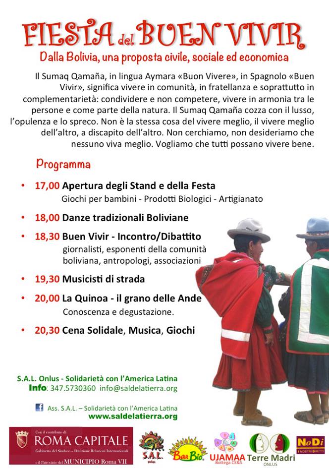 Fiesta del Buen Vivir en Roma SABATO 15 GIUGNO