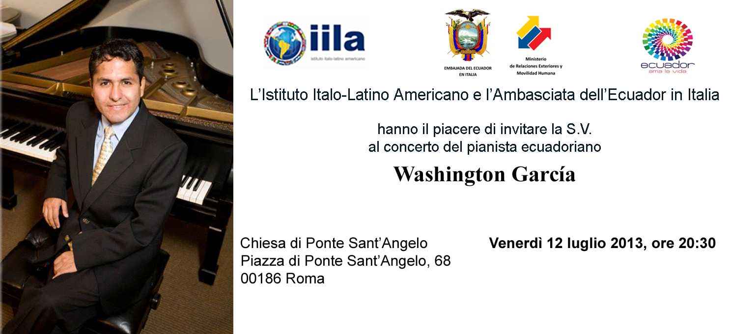 Concerto del pianista ecuadoriano Washington García a Roma